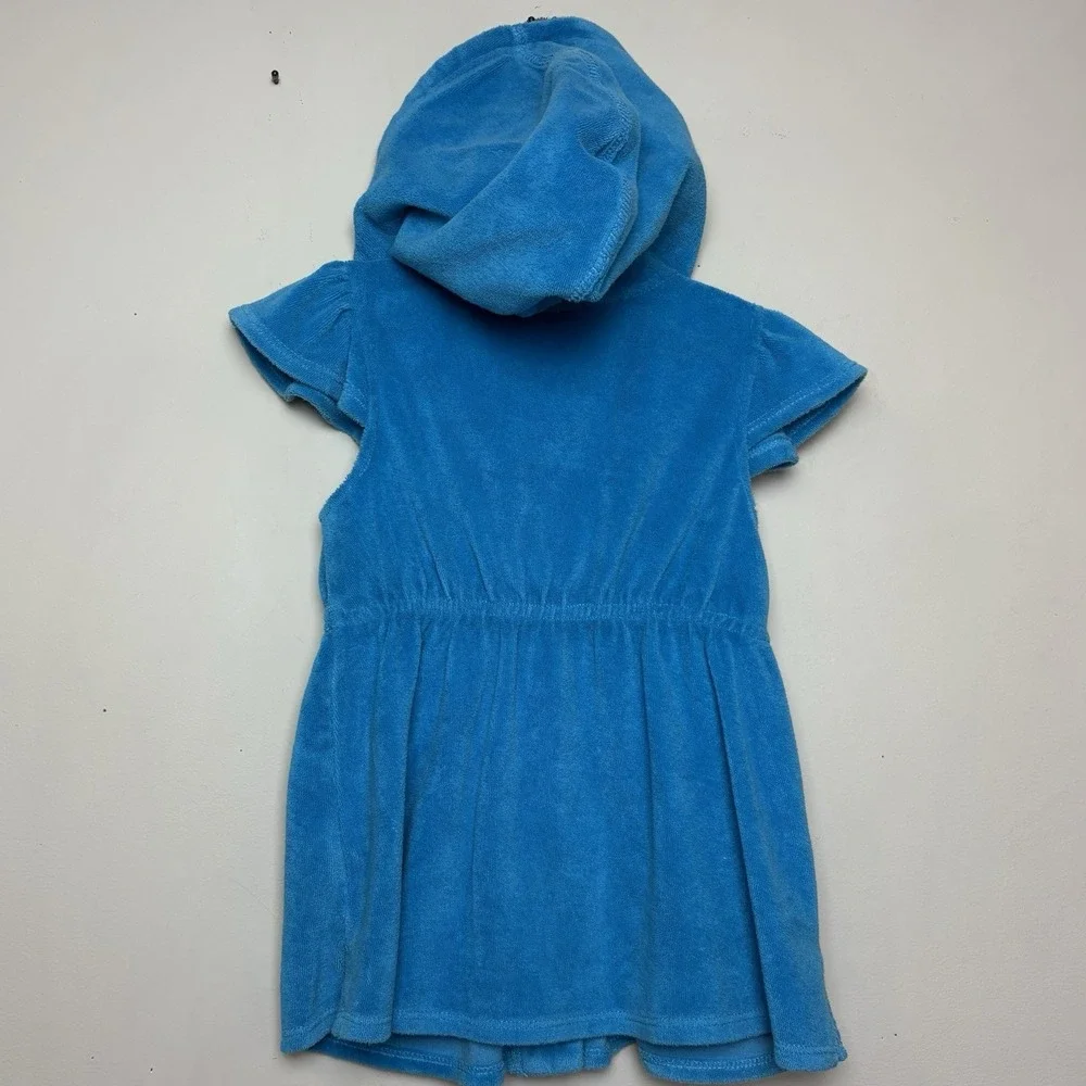 Disney Store Tinkerbell Swim Cover Up Girls XXS Size 2/3 Blue Terry Hood Zip‎